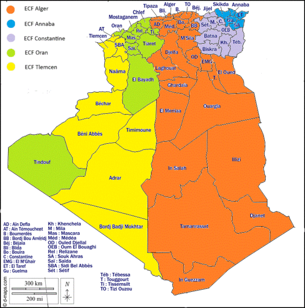 Répartition par wilayas et espaces de rattachement